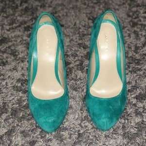 Faux Suede Teal Pumps